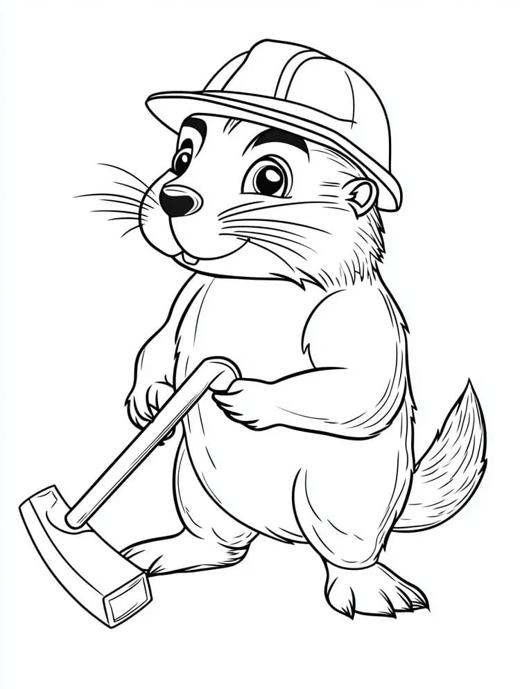 Çalışan Kunduz Boyama Sayfası