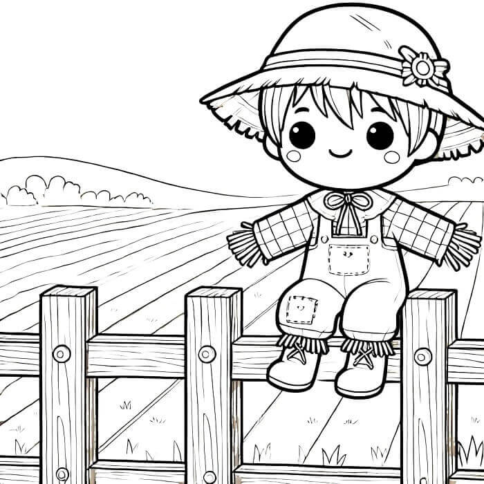 Çitteki Korkuluk Boyama Sayfası