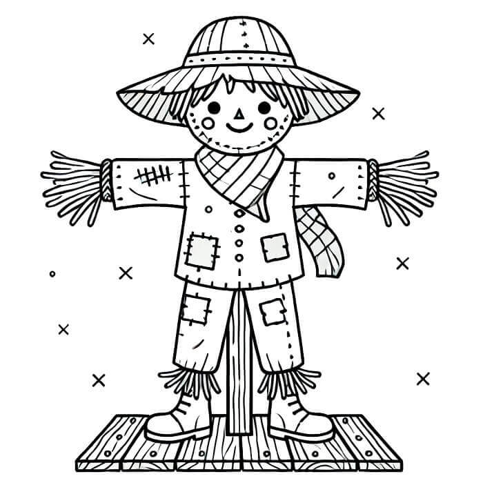 Çizgi Film Korkuluk Boyama Sayfası