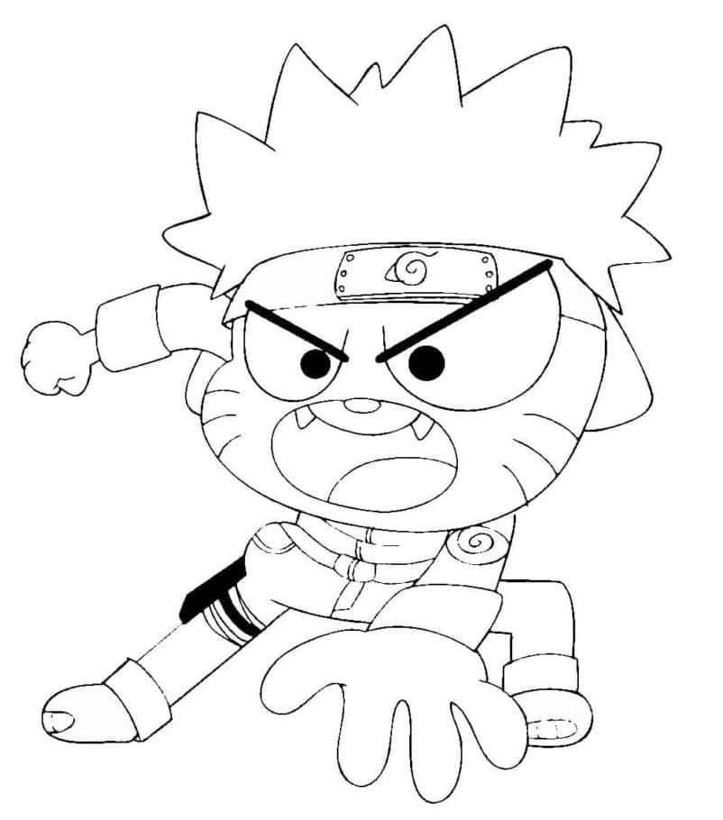 Çocuklar İçin Gumball Yazdırılabilir Boyama Sayfası