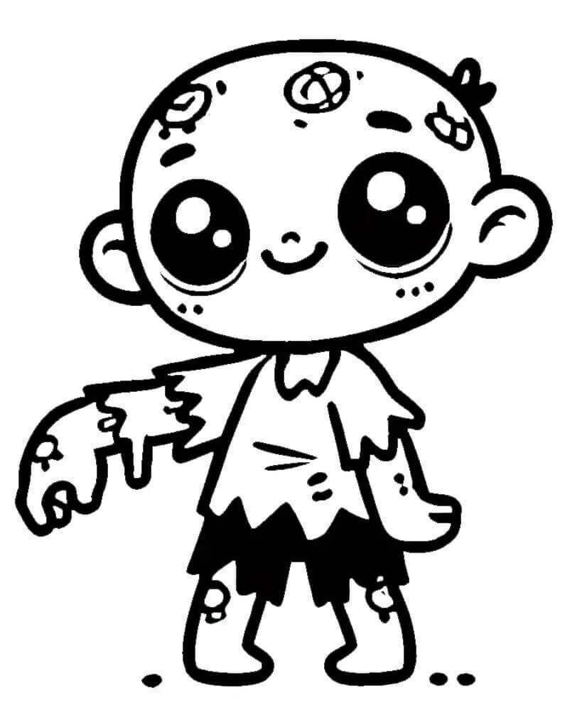 Çocuklar İçin Ücretsiz Zombi Boyama Sayfası