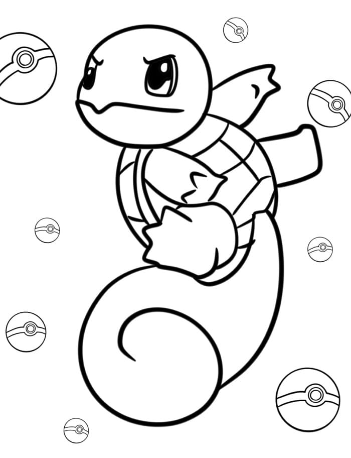 Çocuklar İçin Yazdırılabilir Squirtle Boyama Sayfası