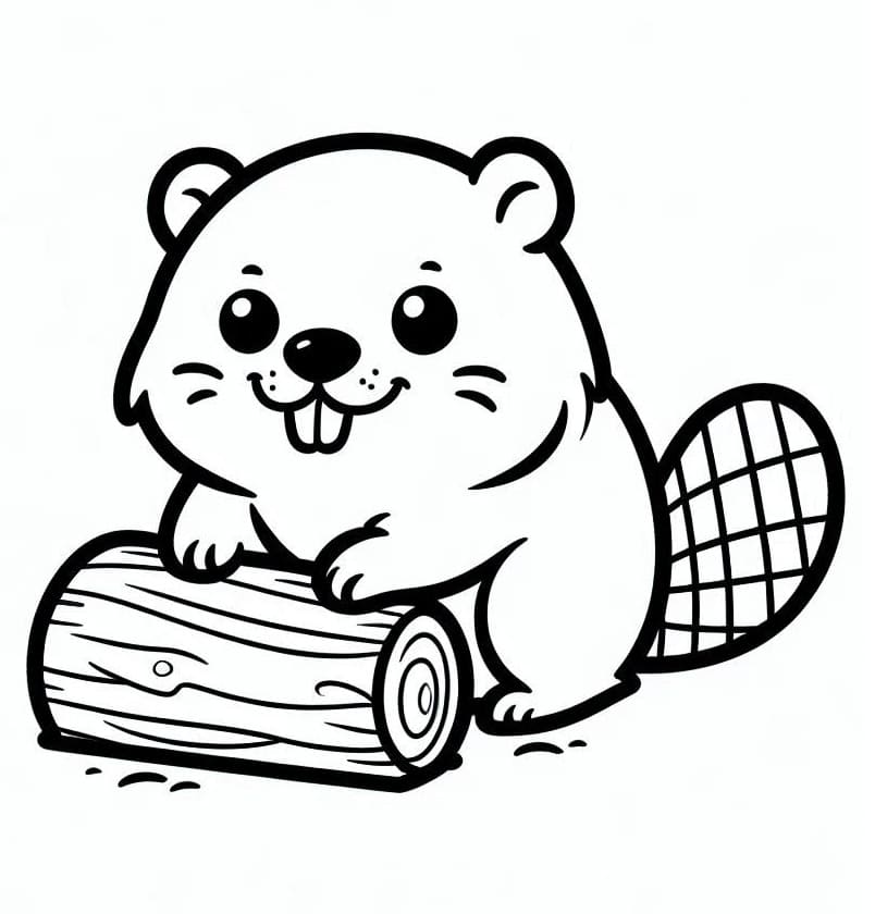 Çok Sevimli Kunduz Boyama Sayfası