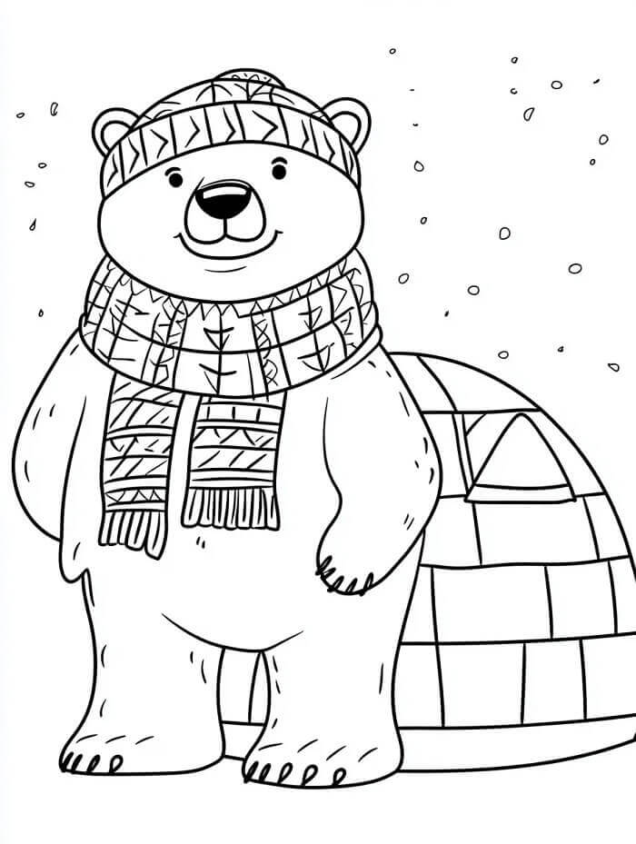 Çok Sevimli Kutup Ayısı Boyama Sayfası