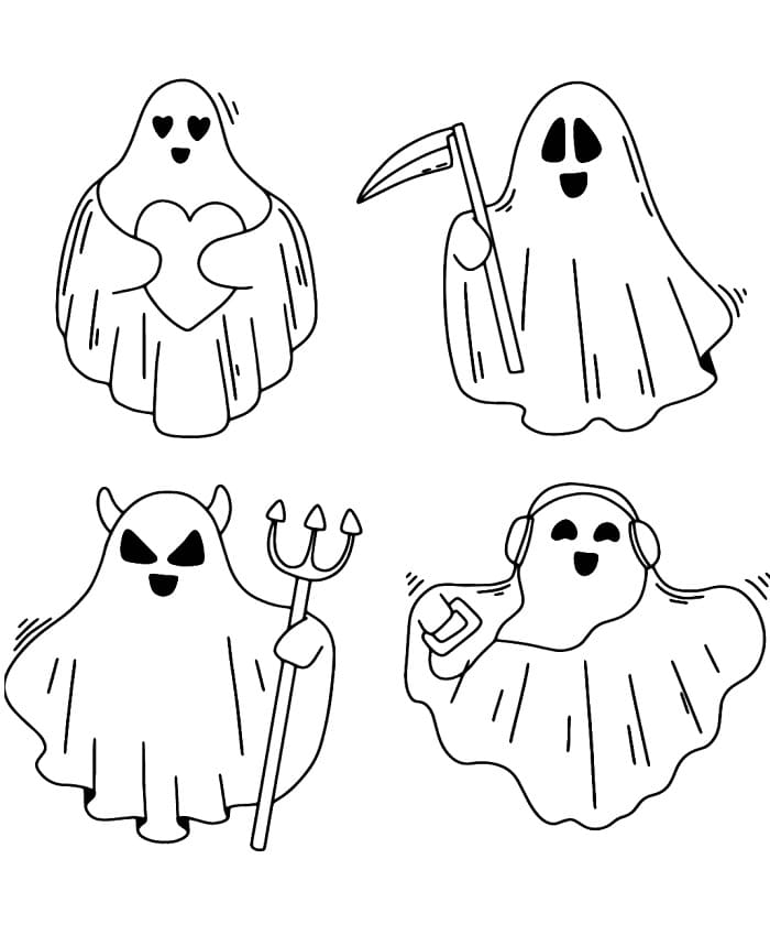 Dört Hayalet Boyama Sayfası