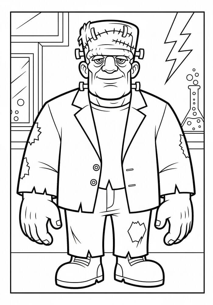 Frankenstein Gülümsüyor Boyama Sayfası