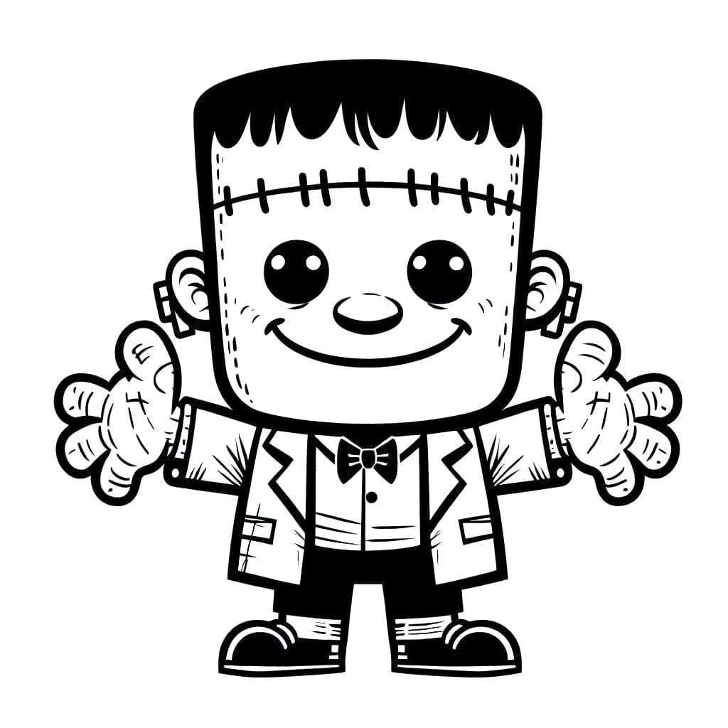 Frankenstein Sarılıyor Boyama Sayfası