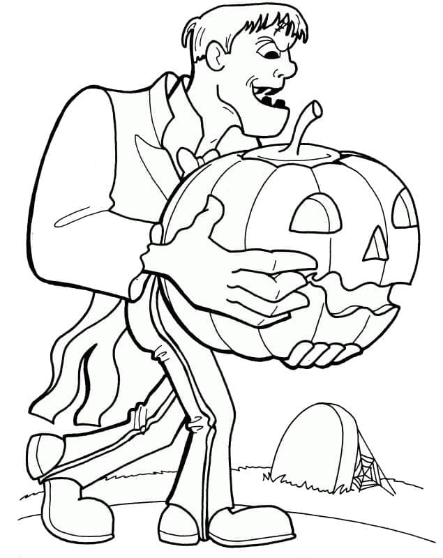 Frankenstein ve Balkabağı Boyama Sayfası