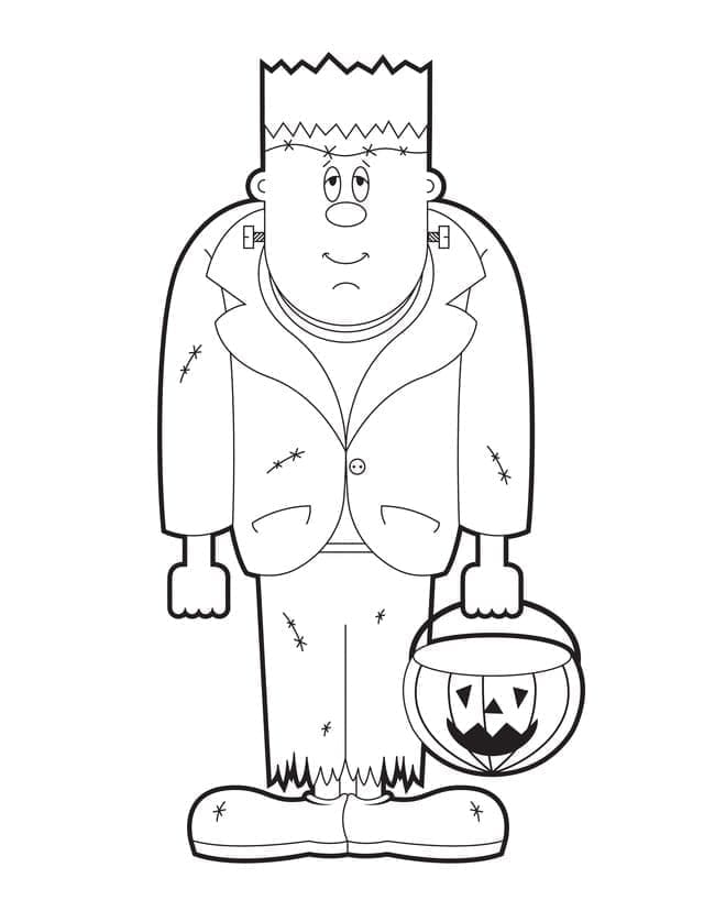 Frankenstein ve Şeker Torba Boyama Sayfası