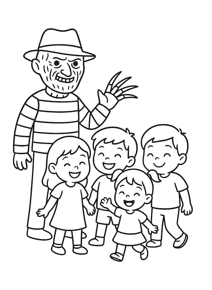 Freddy Krueger 1 Yaş Çocuklar İçin Boyama Sayfası