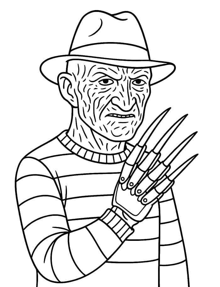 Freddy Krueger 2 Yaş Çocuklar İçin Boyama Sayfası