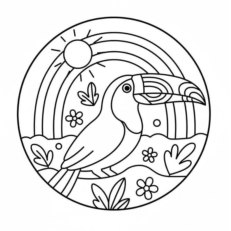 Gökkuşağı Tukan Boyama Sayfası