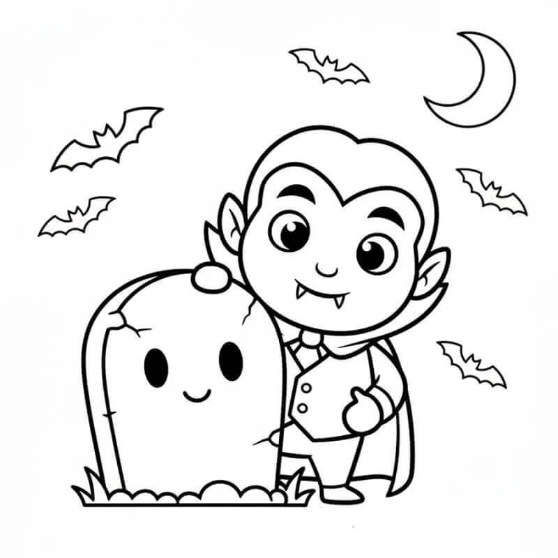 Halloween Vampir Boyama Sayfası