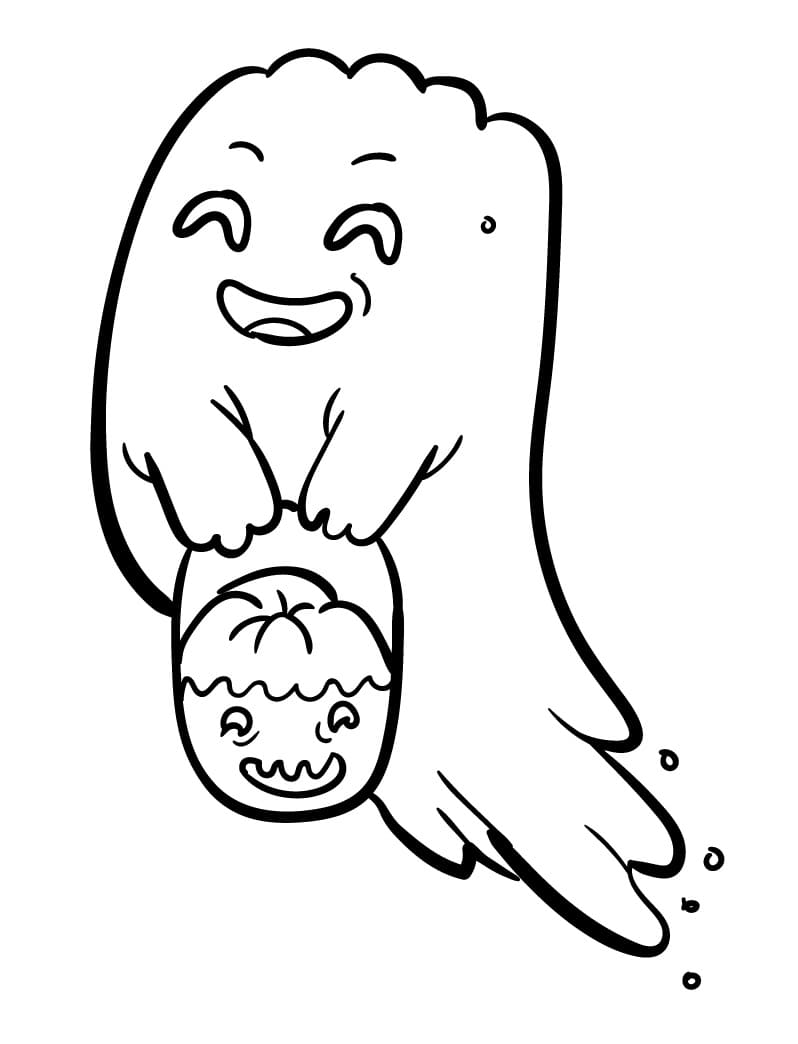 Hayalet ve Şeker Çantası Boyama Sayfası