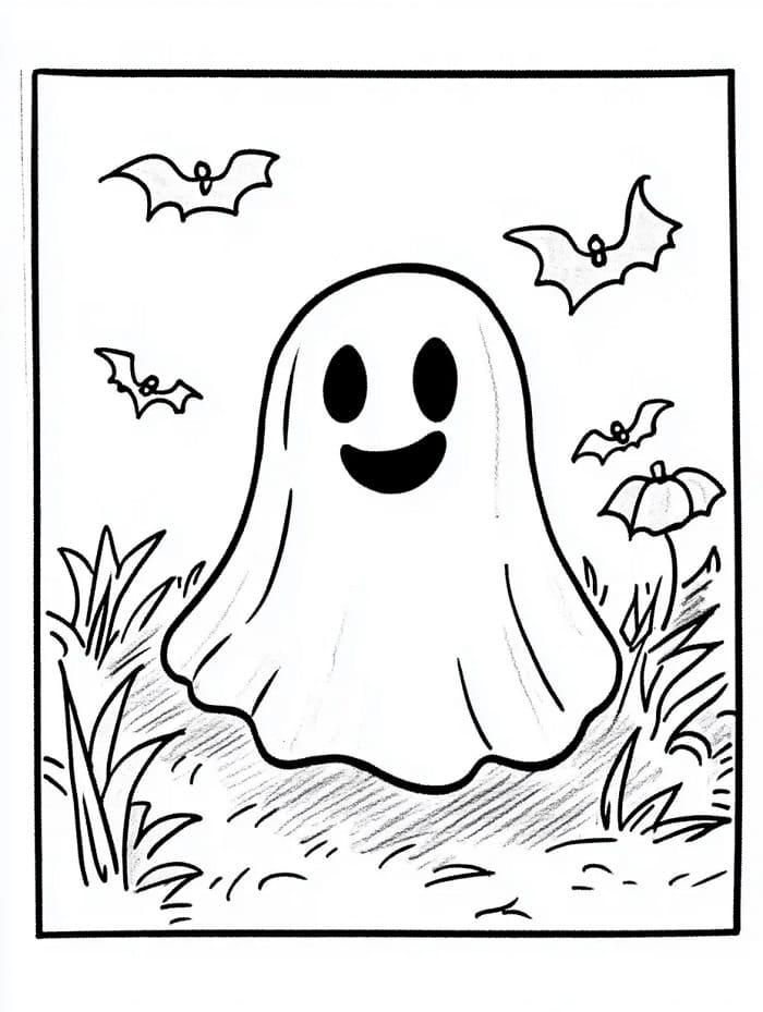 Hayalet ve Yarasa Boyama Sayfası