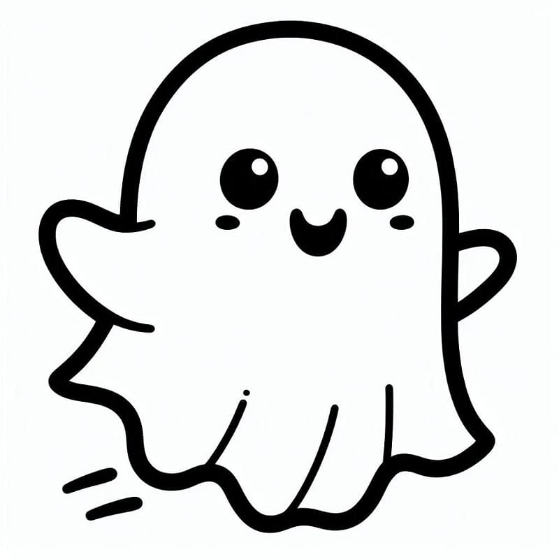 Kawaii Hayalet Boyama Sayfası