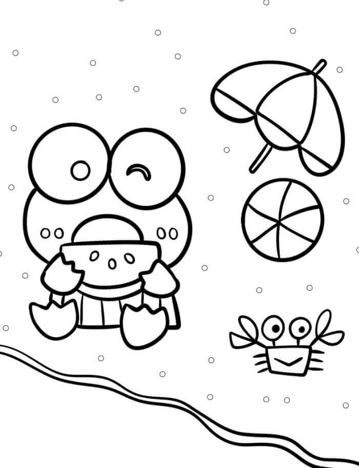 Keroppi Ücretsiz Boyama Sayfası