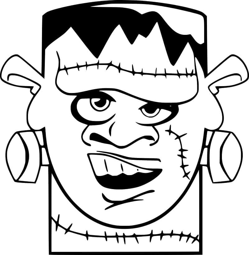 Komik Frankenstein Kafa Boyama Sayfası