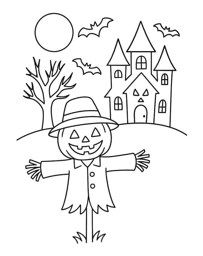 Korkuluk ile Kale Boyama Sayfası