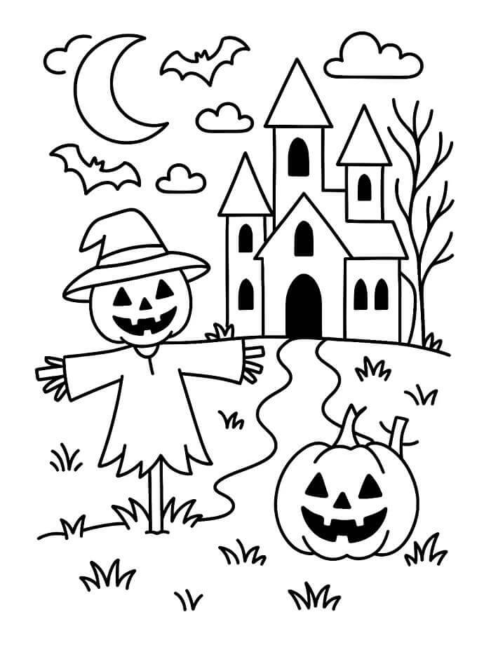 Korkuluk ve Kale Boyama Sayfası