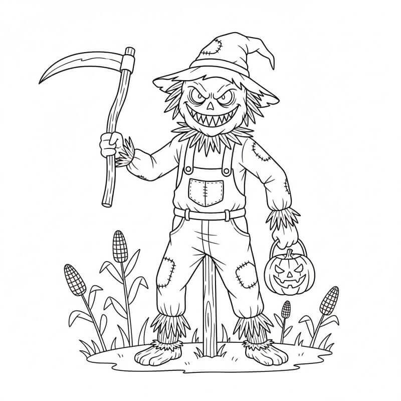 Korkutucu Korkuluk Boyama Sayfası