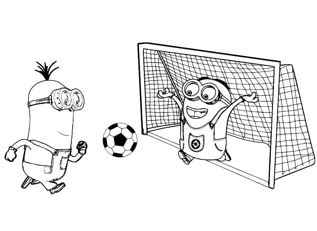 Minionlar Futbol Oynuyor Boyama Sayfası