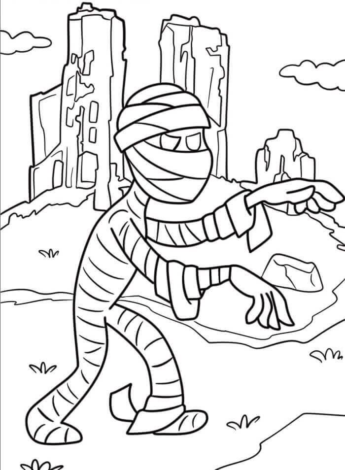 Mumya Çocuklar İçin Boyama Sayfası