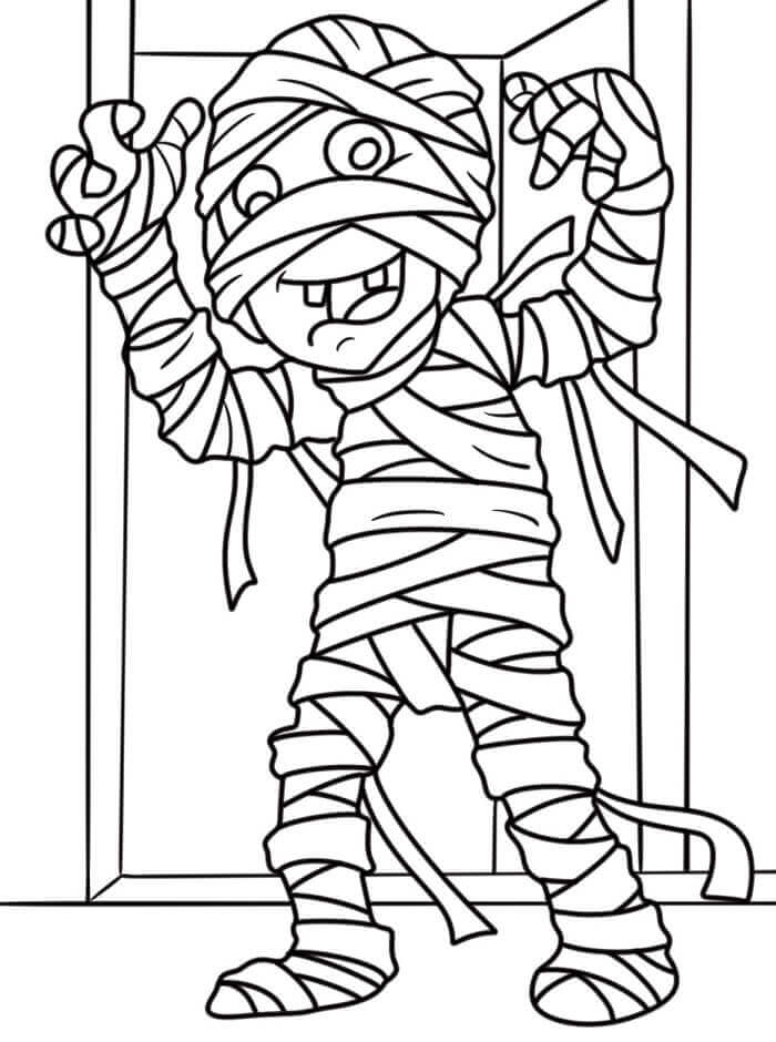 Mumya Halloween'de Boyama Sayfası