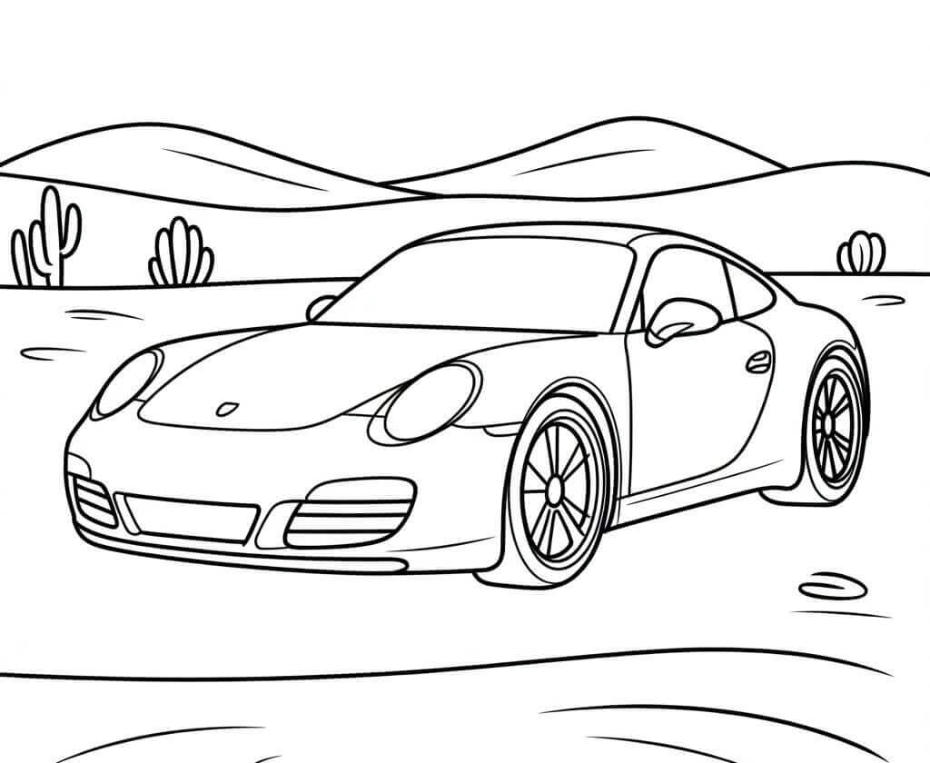 Porsche Ücretsiz Boyama Sayfası