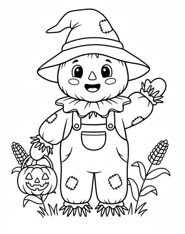 Sevimli Korkuluk Boyama Sayfası