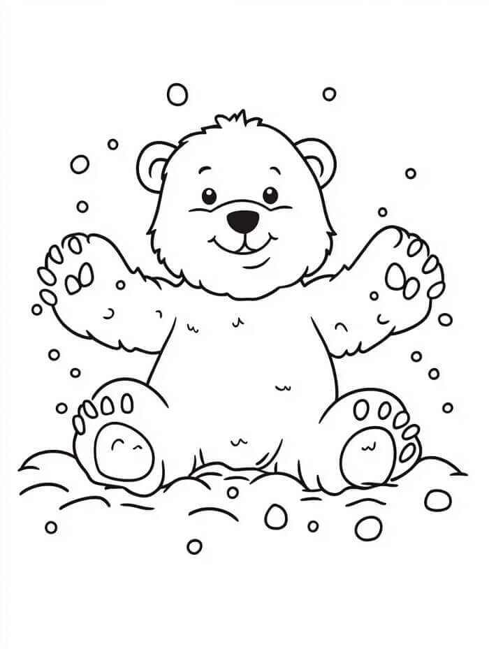 Sevimli Kutup Ayısı Boyama Sayfası