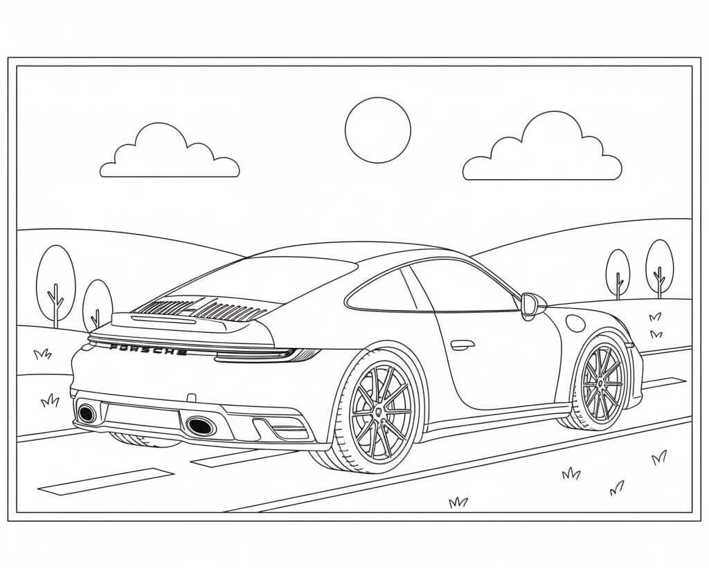 Ücretsiz Porsche Boyama Sayfası