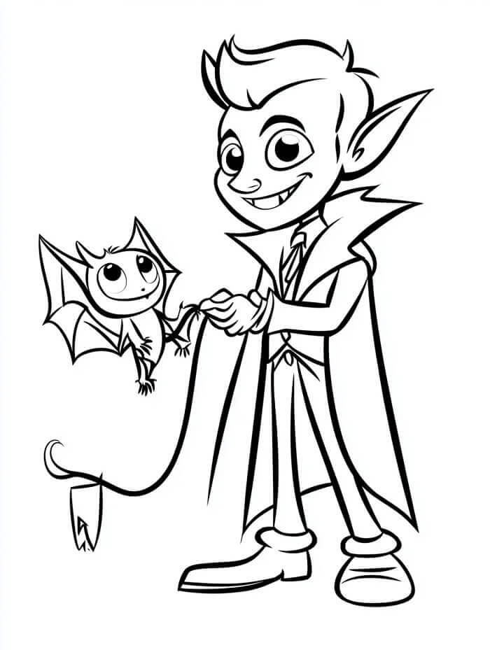 Vampir Halloween'de Boyama Sayfası