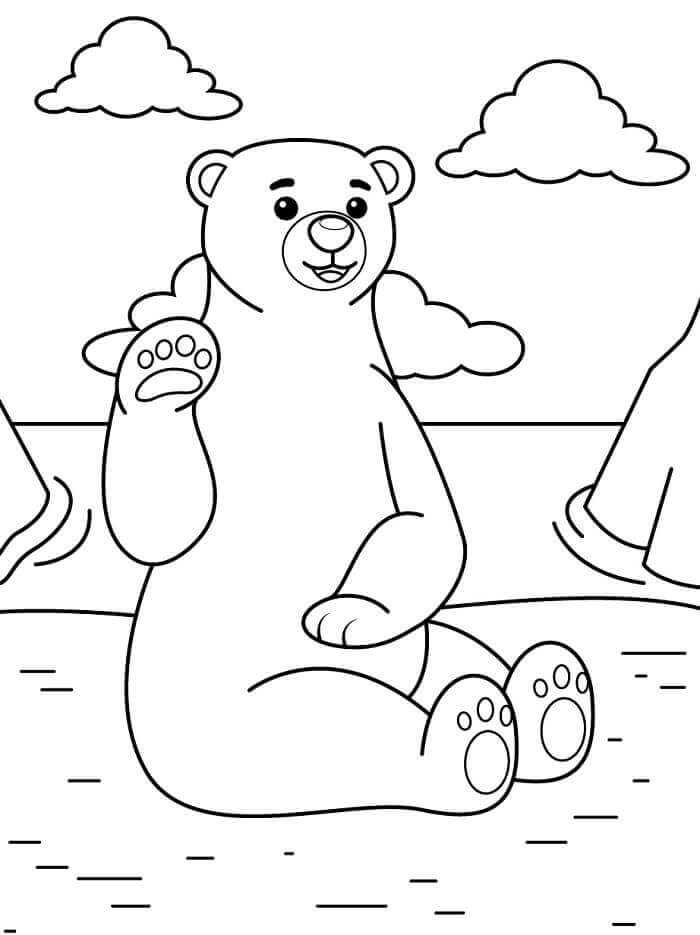 Yazdırılacak Kutup Ayısı Boyama Sayfası