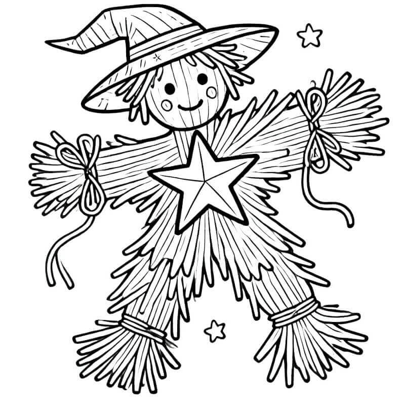 Yıldızlı Korkuluk Boyama Sayfası