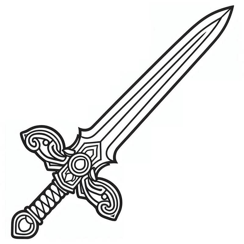 1 Yaş Çocuklar İçin Kılıç Boyama Sayfası
