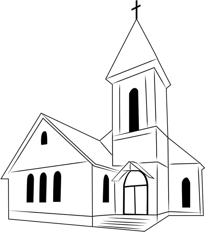 5 Yaş Çocuklar İçin Kilise Boyama Sayfası