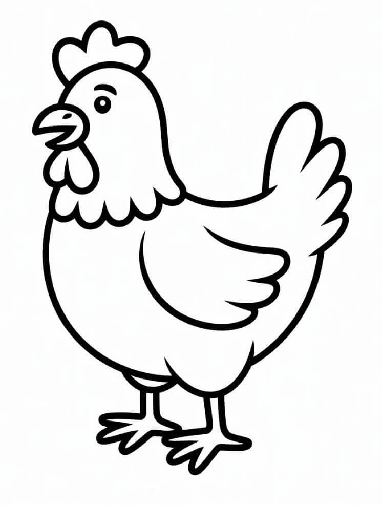 Basit Bir Tavuk Boyama Sayfası
