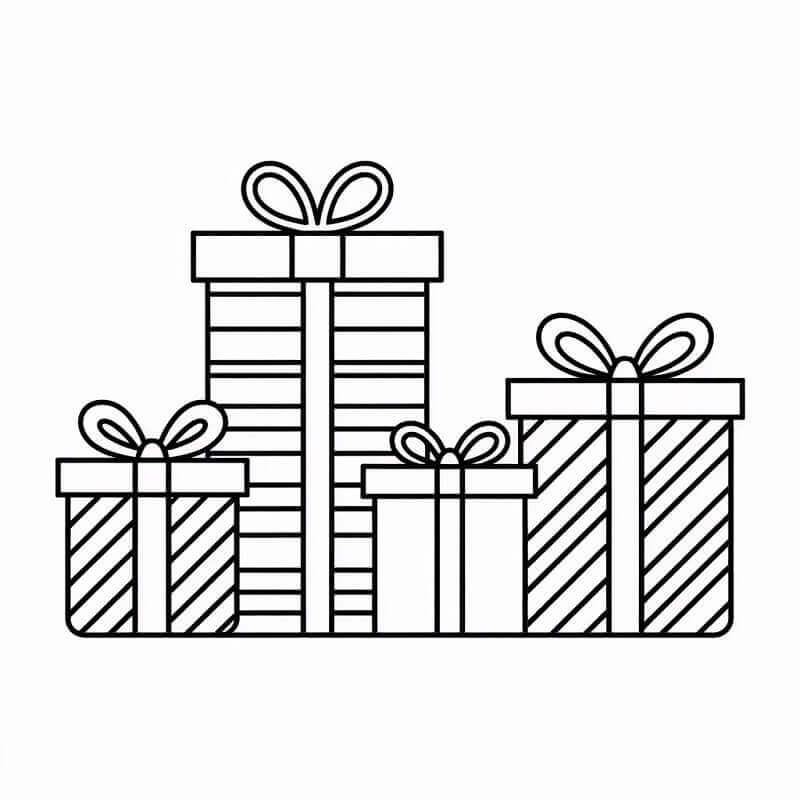 Basit Noel Hediyeleri Boyama Sayfası