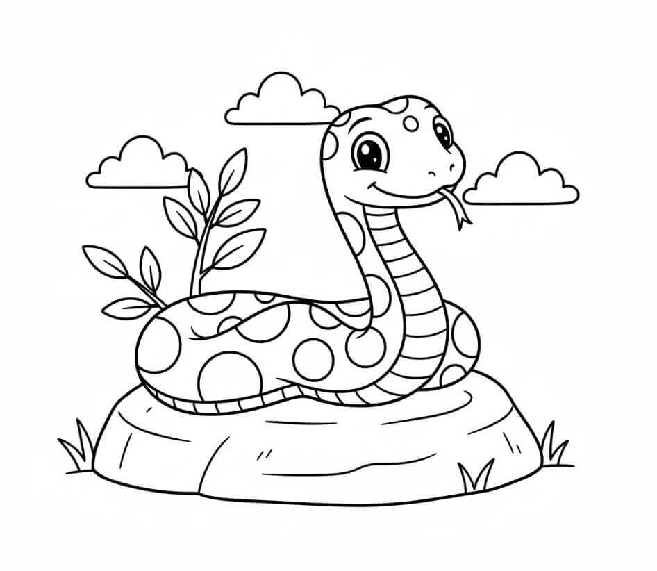 Basit Yılan Boyama Sayfası