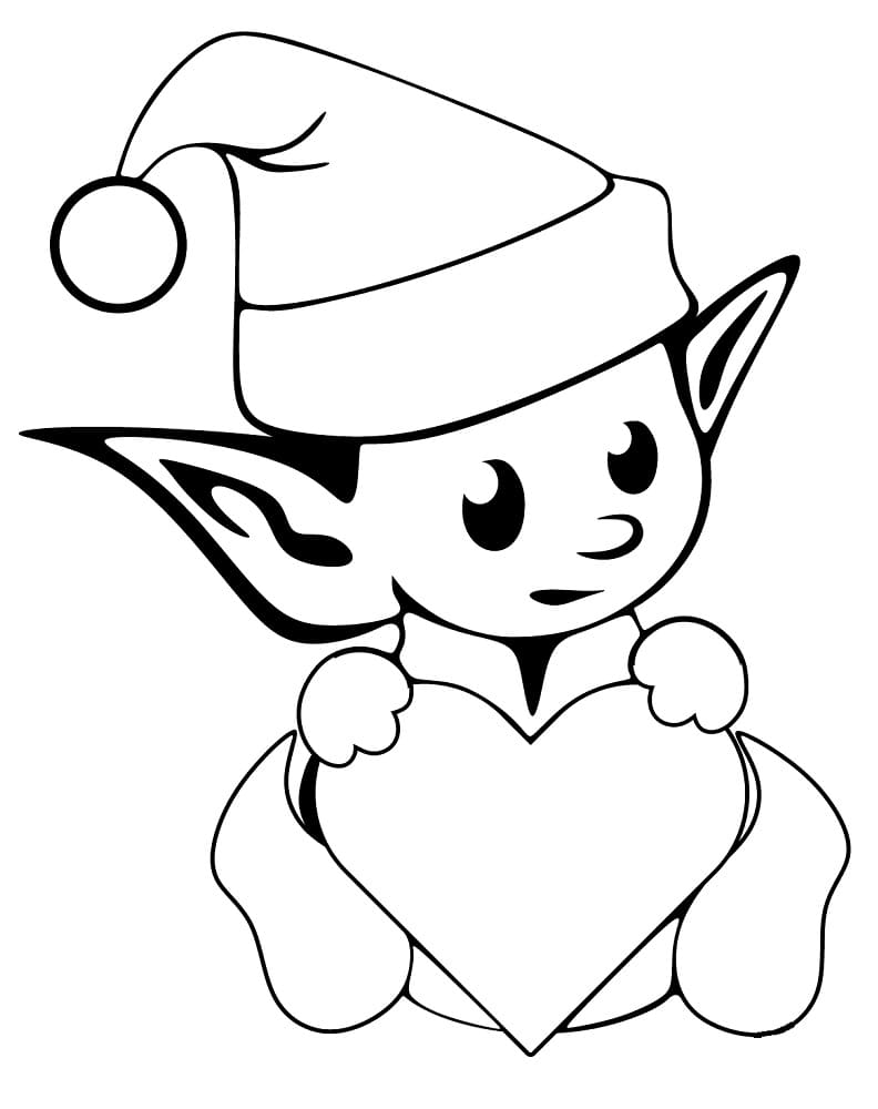 Bebek Noel Elfi Boyama Sayfası