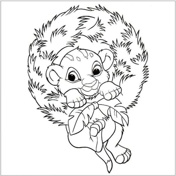 Bebek Simba Noel'de Boyama Sayfası