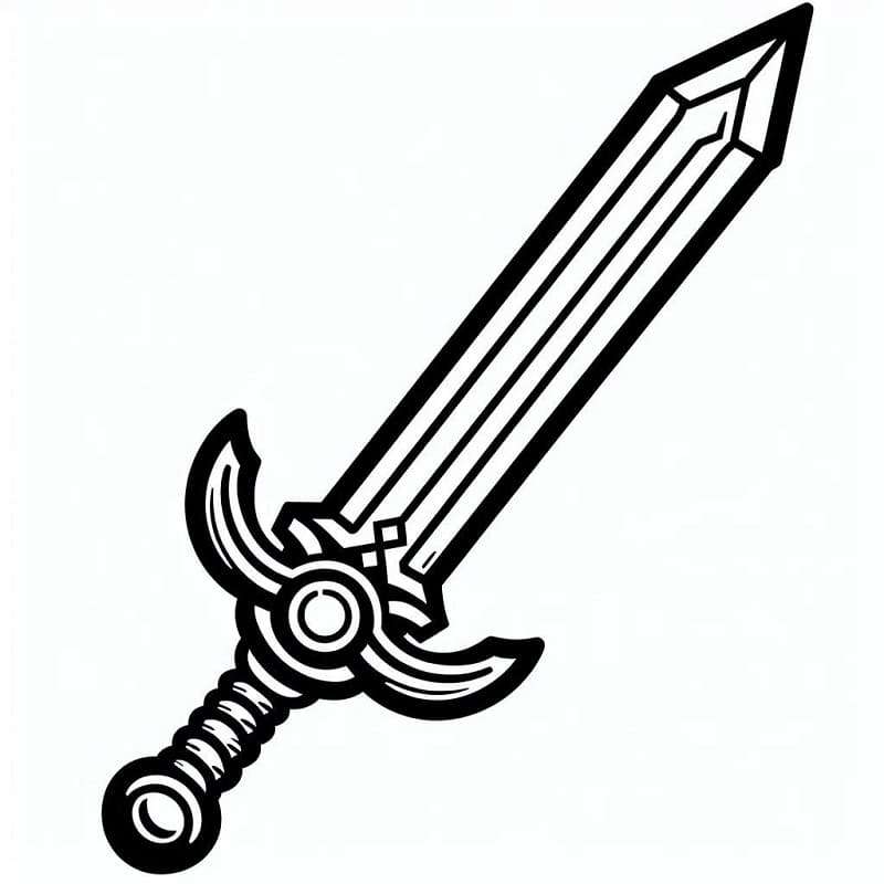 Bedava Kılıç Görseli Boyama Sayfası