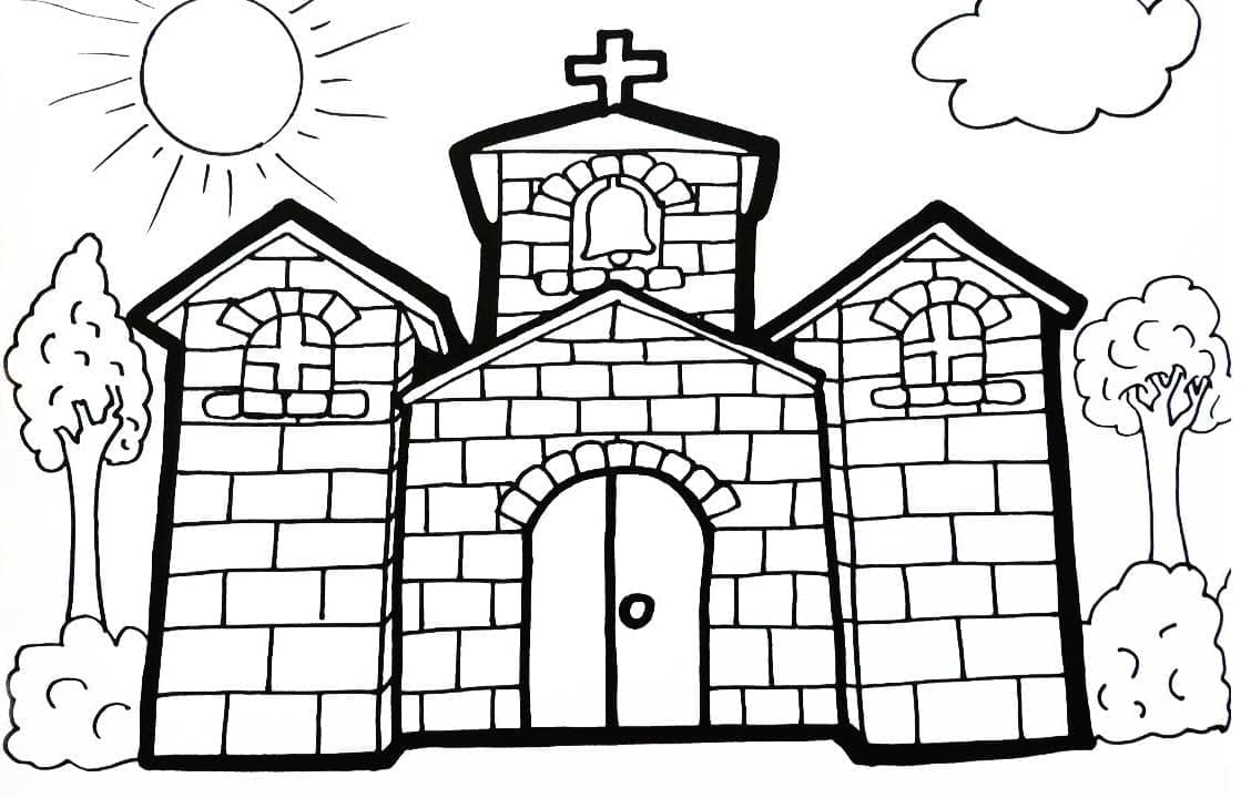 Bedava Kilise Görseli Boyama Sayfası