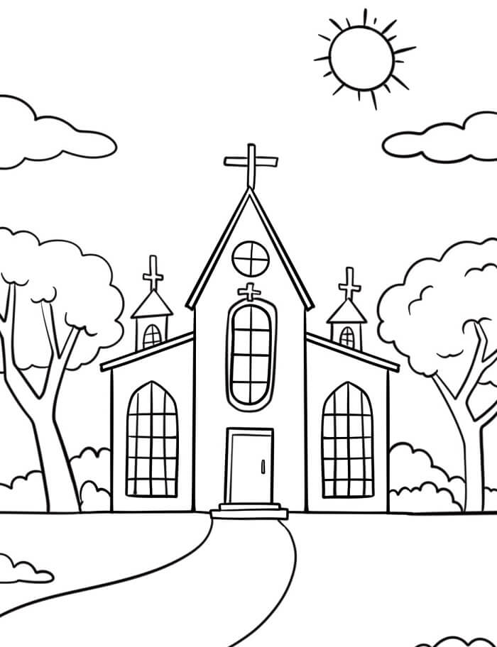 Bedava Kilise Boyama Sayfası