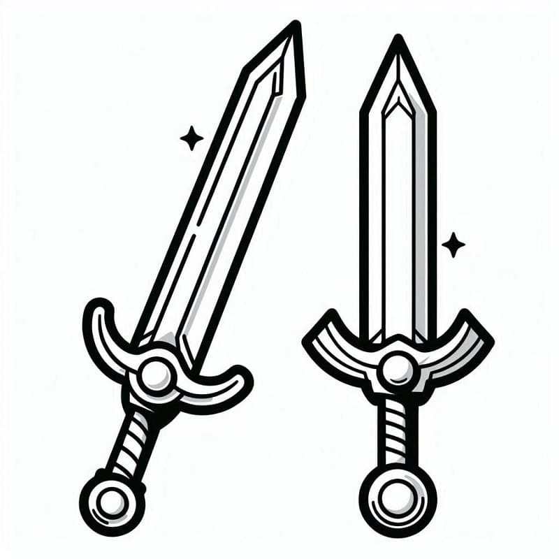 Bedava Yazdırılabilir Kılıç Boyama Sayfası