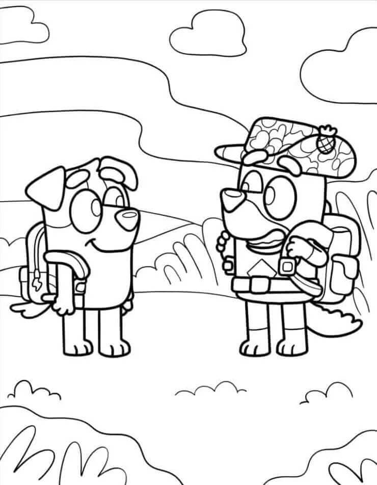 Bluey Pikniğe Gidiyor Boyama Sayfası