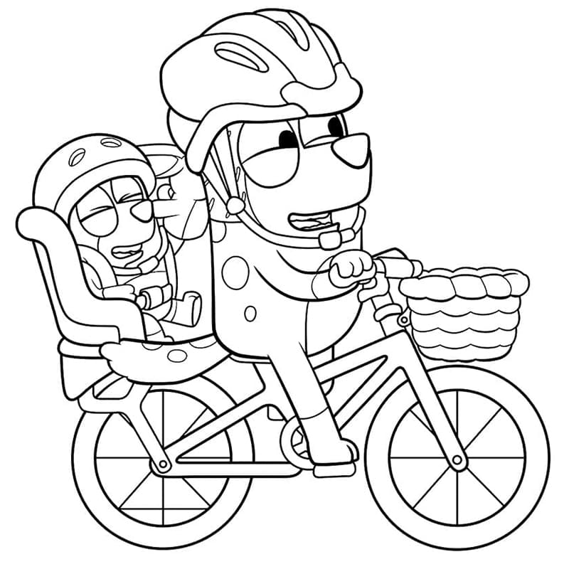 Bluey'den Bluey ve Bingo Boyama Sayfası