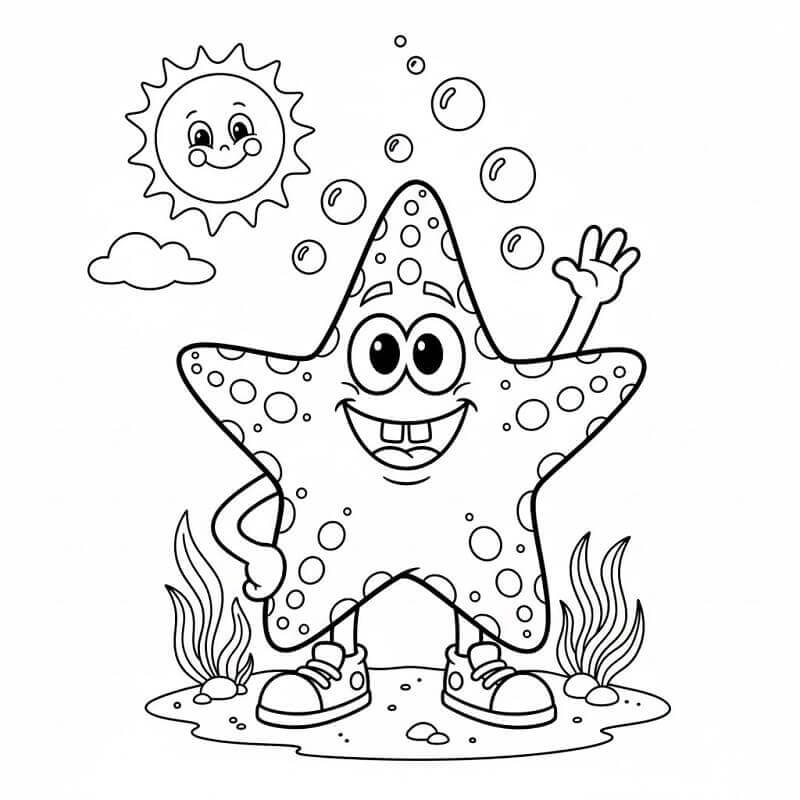 Çizgi Denizyıldızı Boyama Sayfası