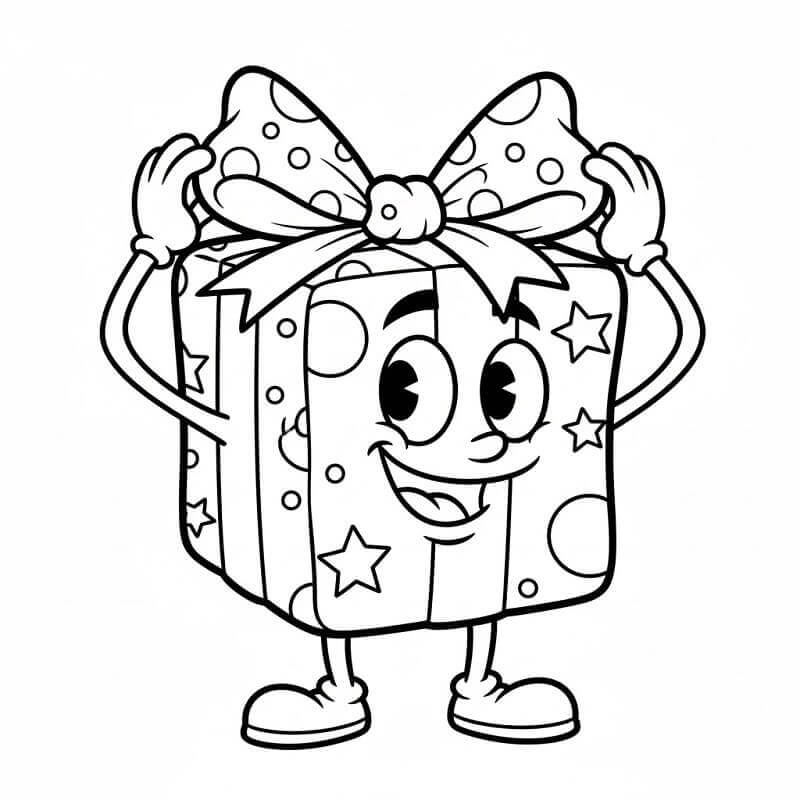 Çizgi Film Noel Hediyesi Boyama Sayfası